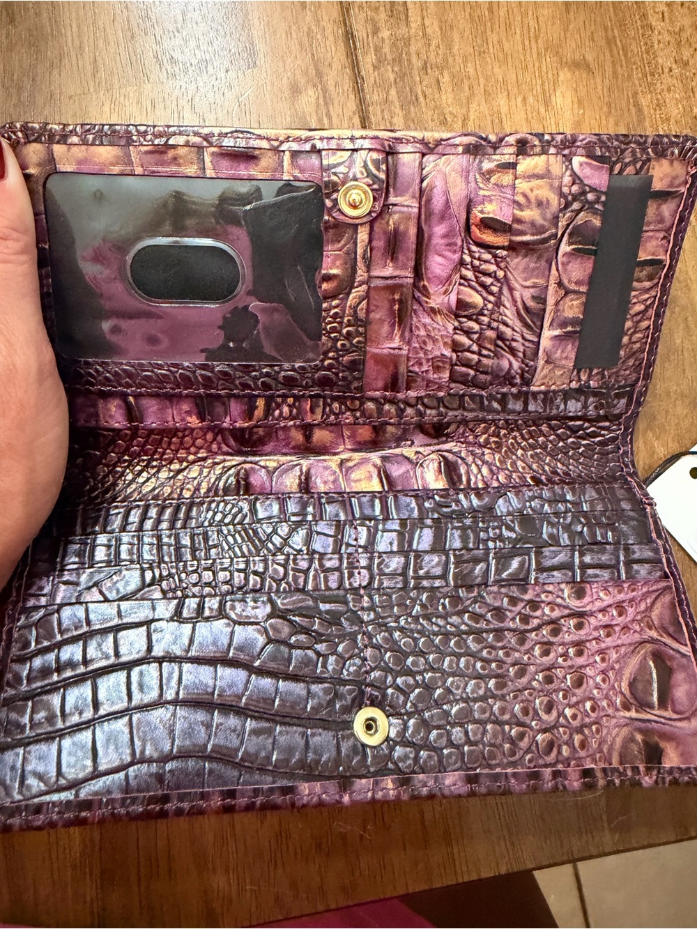 Brahmin Purple Croc-Embossed Clutch Wallet - Picture 2 of 3